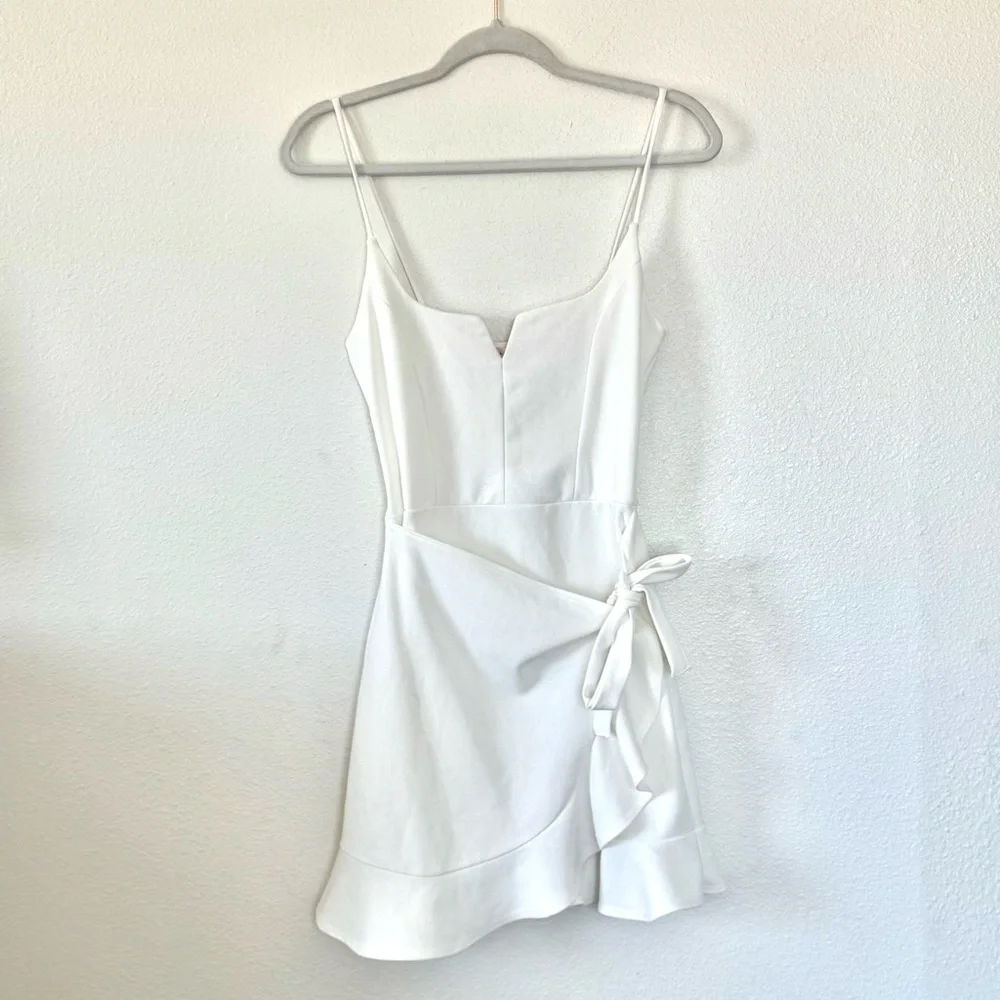 Blue Blush White Ruffled Wrap Dress Sleeveless S Small - Picture 2 of 10